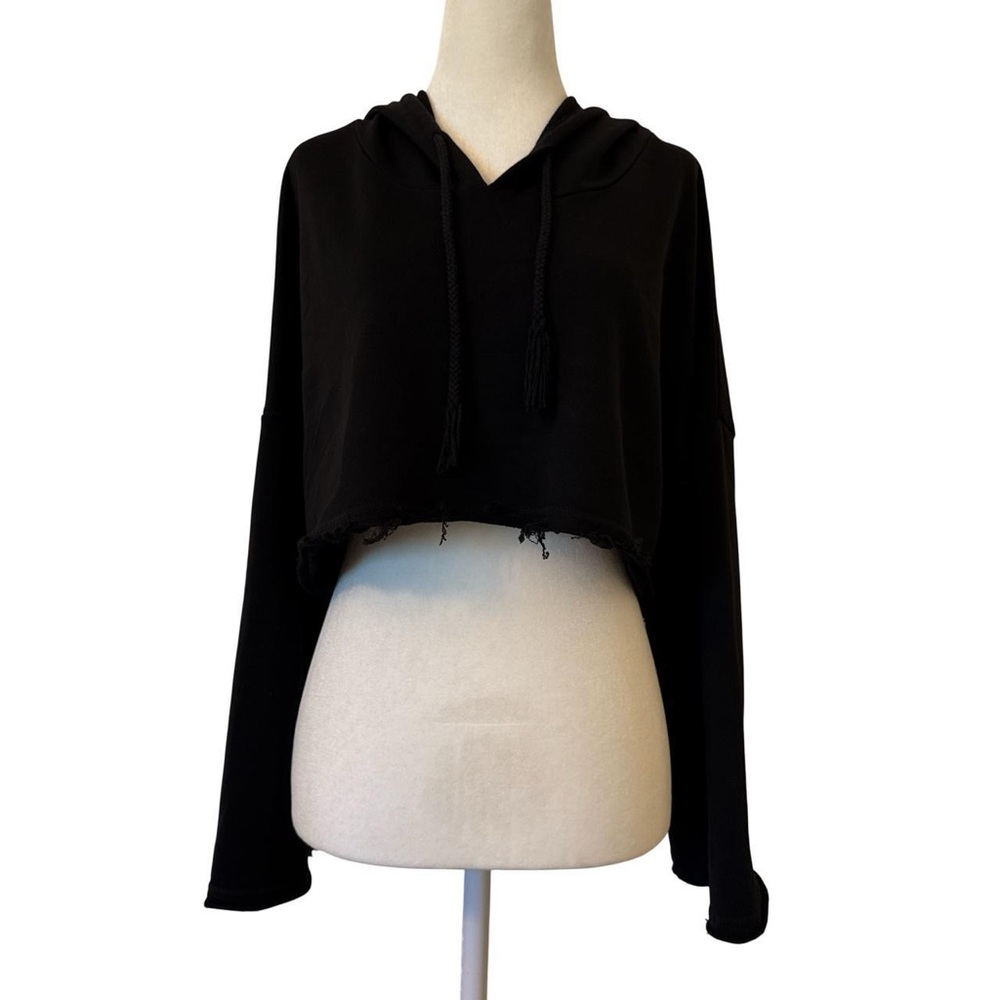 Distressed Hem Cropped Hoodie